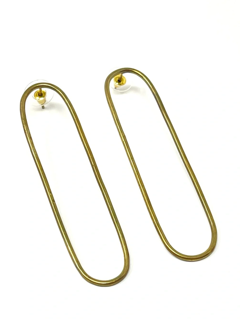 New Anthropologie Minimalist Gold Oval Earrings